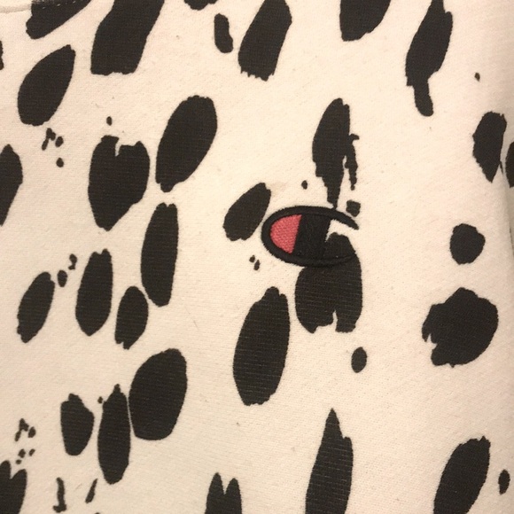 CHAMPION CROPPED SWEATSHIRT SIZE XS LONG SLEEVE BLACK &WHITE PRINT - Picture 5 of 7